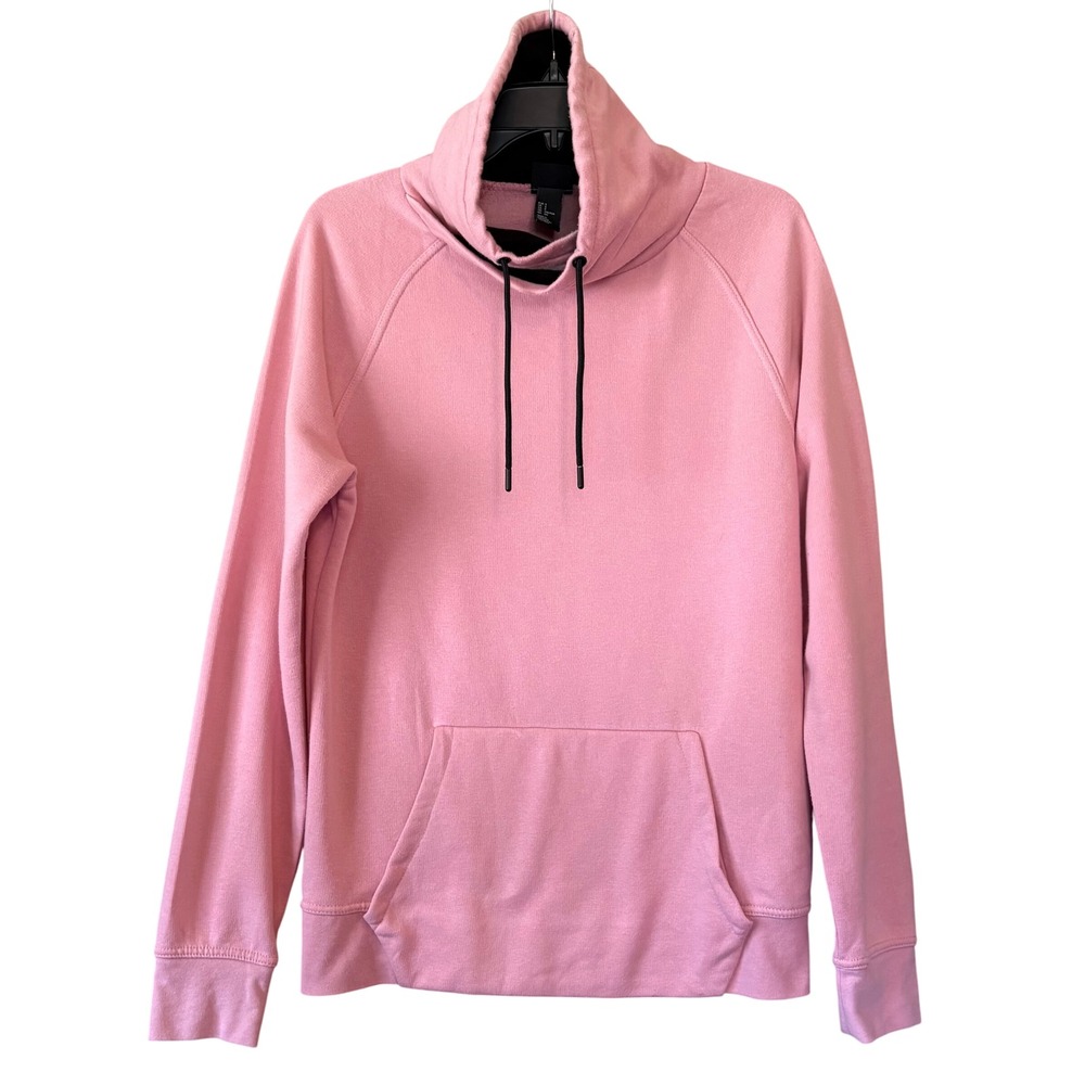 H&M Womens Pink Cowl Neck Hoodie Sweatshirt Small Pullover Cotton Comfy‎ Cabin